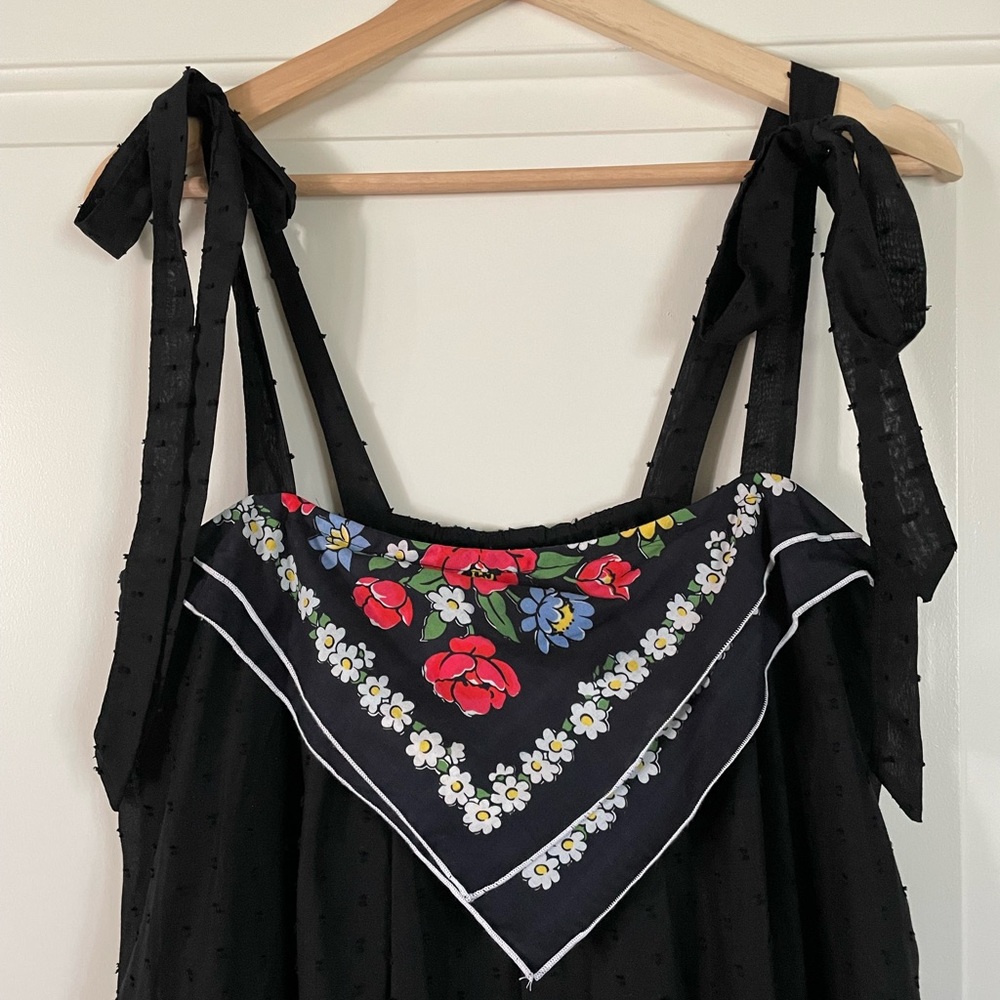 Upcycled by Reissued- Black Swiss Dot Dress